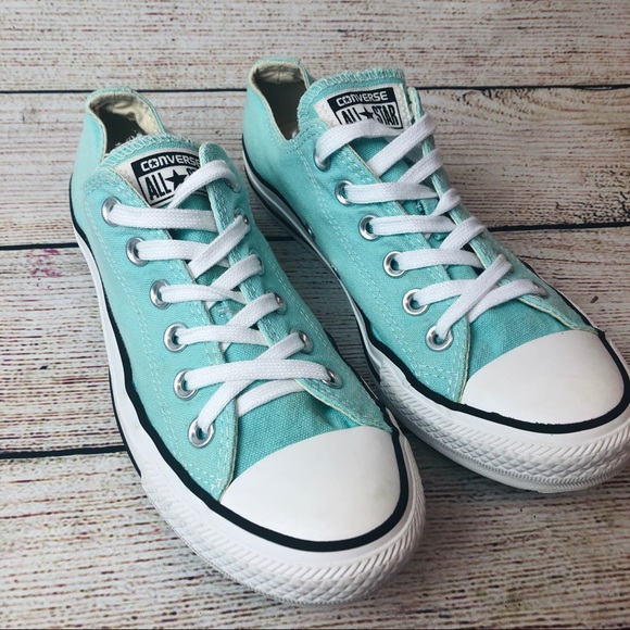 teal converse low tops